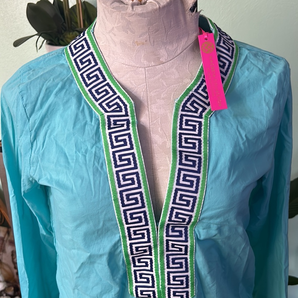 MacBeth collection turquoise tunic top - Picture 4 of 13